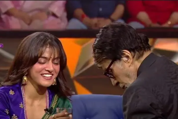 Wamiqa Gabbi with Amitabh Bachchan during her Kaun Banega Crorepati appearance