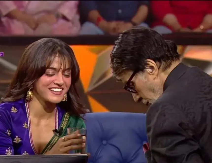 Wamiqa Gabbi with Amitabh Bachchan during her Kaun Banega Crorepati appearance