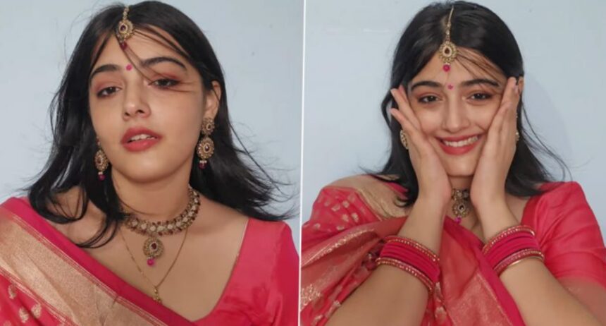 Hunterfly 2026 09 28 172126 Shubhra Jha in saree after viral transition Instagram reel