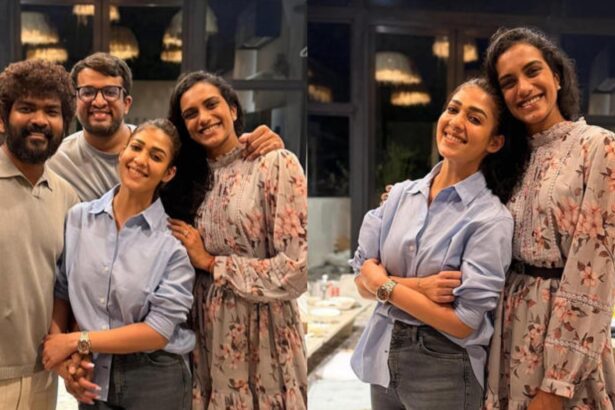 Hunterfly 26 09 05 145422 Nayanthara Vignesh Shivan with PV Sindhu and Venkata Datta Sai at a dinner in Chennai