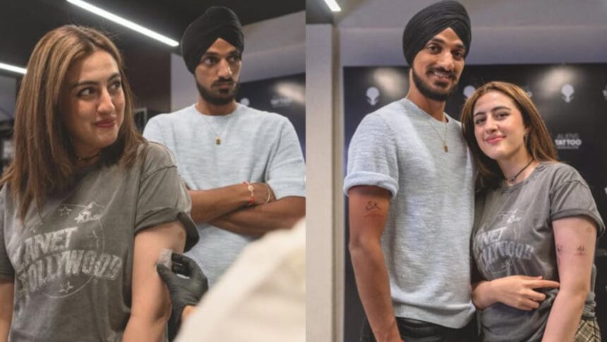 Hunterfly 26 09 05 232207 Arshdeep Singh and Samreen Kaur matching handwritten tattoos