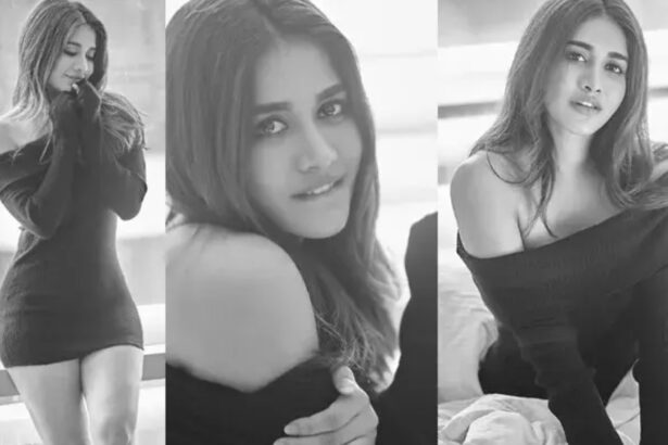 Nabha Natesh poses in a stylish black monochrome outfit