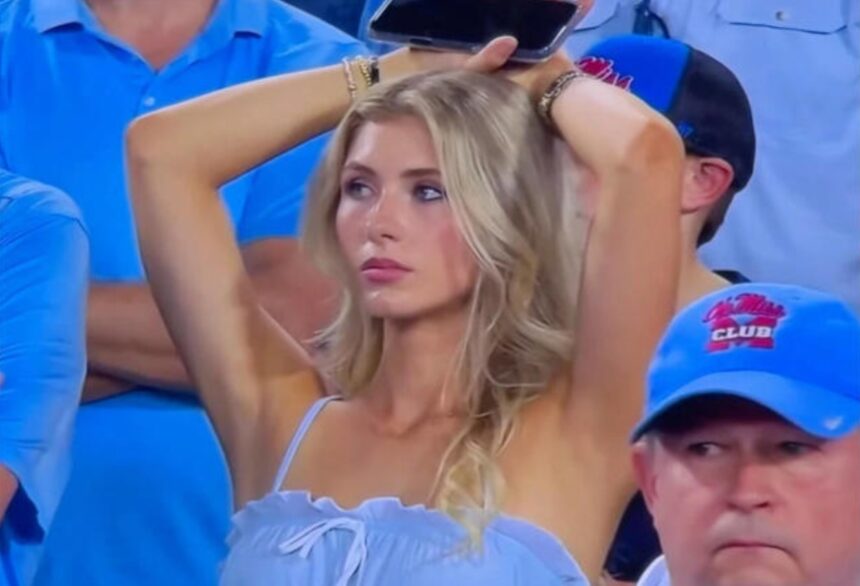 Hunterfly 26 09 09 093405 Ole Miss fan Sara Smith reacts during a college football game after going viral on ESPN