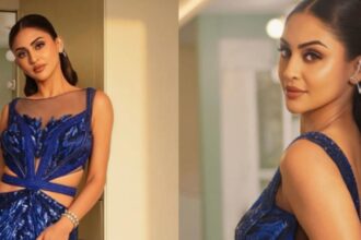 Krystle D'Souza wearing a royal blue gown at The Traitors India Season 2 reunion