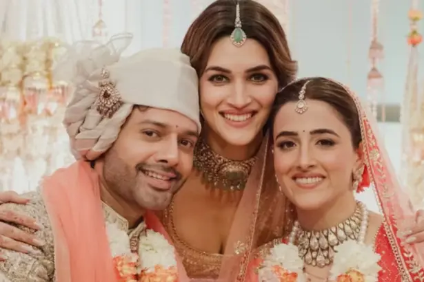 Nupur Sanon and Kriti Sanon during wedding celebrations