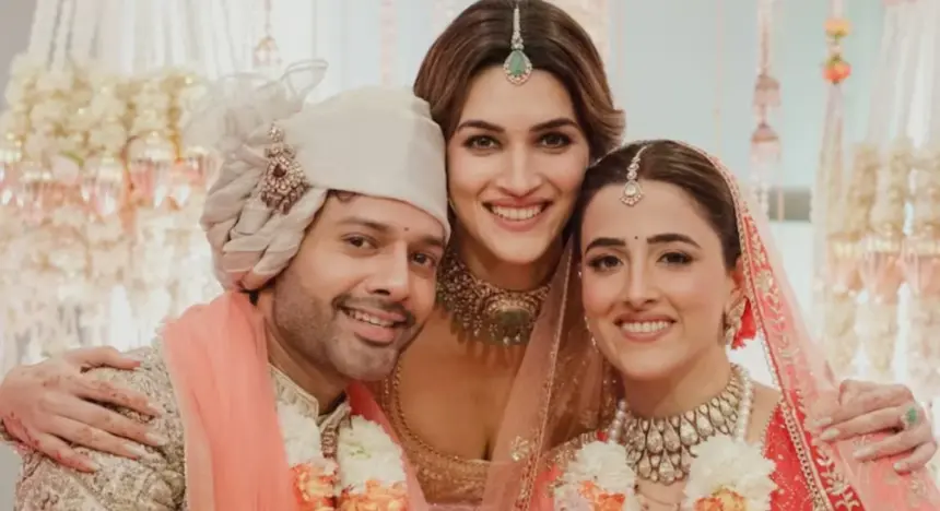 Nupur Sanon and Kriti Sanon during wedding celebrations