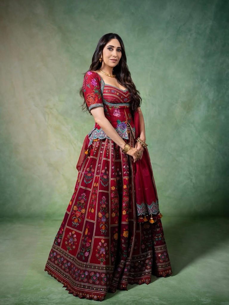 Karisma Kapoor’s Crimson Lehenga Is All About Colour