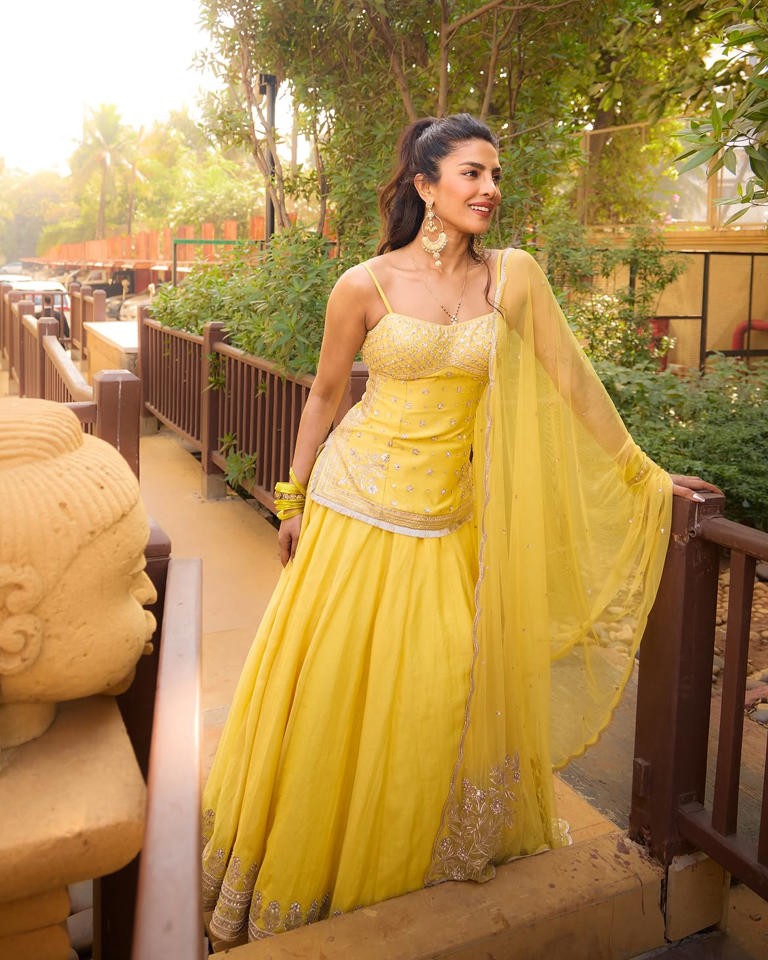 Priyanka Chopra Goes Bright With a Sunshine-Yellow Lehenga
