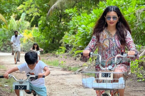Yash and Radhika Pandit enjoy a family beach holiday with their children