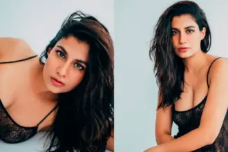hunterfly Shreya Dhanwanthary The Family Man actress Shreya Dhanwanthary in black lace studio look