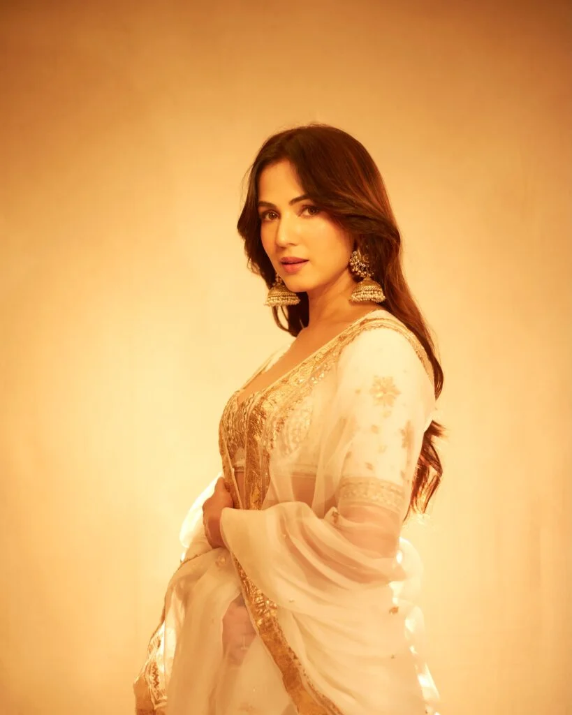 Hunterfly Sonal Chauhan 13 Sonal Chauhan Stuns in White and Gold Saree