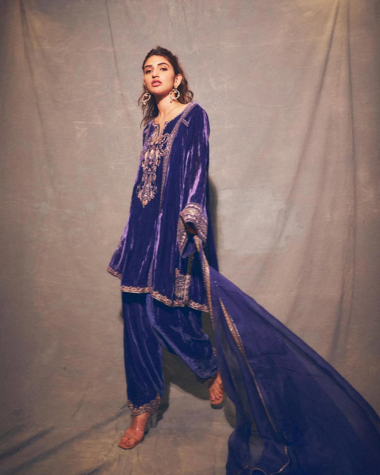 Sreeleela's Purple Velvet Look Turns Up the Drama