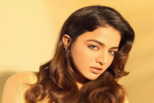 Wamiqa Gabbi flaunts a radiant golden glam makeup look with soft waves