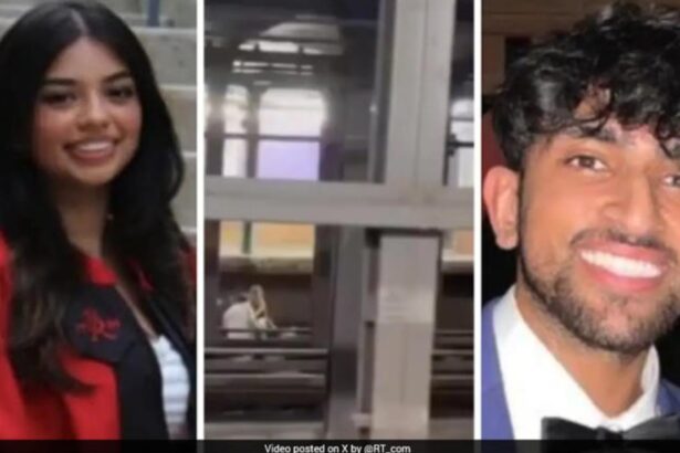 New York subway train at Spring Street station where two former Rutgers students were killed