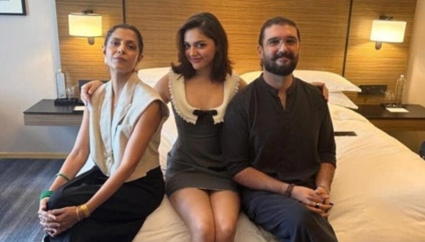 Aneet Padda with Hunkkaar creators Karan D Kapadia and Nitya Mehra