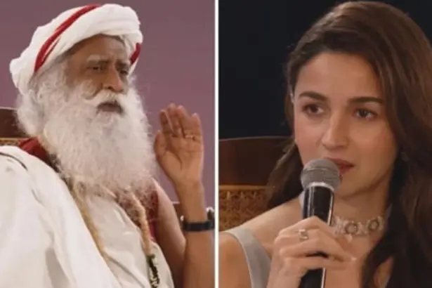 Alia Bhatt and Sadhguru during an onstage conversation