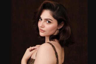 Aneet Padda in a vintage-inspired rustic gold outfit