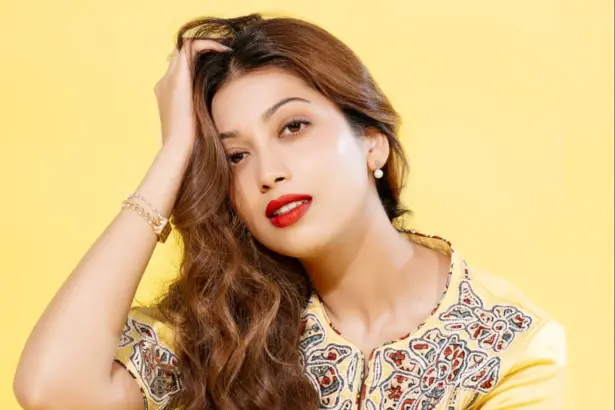 Digangana Suryavanshi in a yellow embroidered ethnic outfit