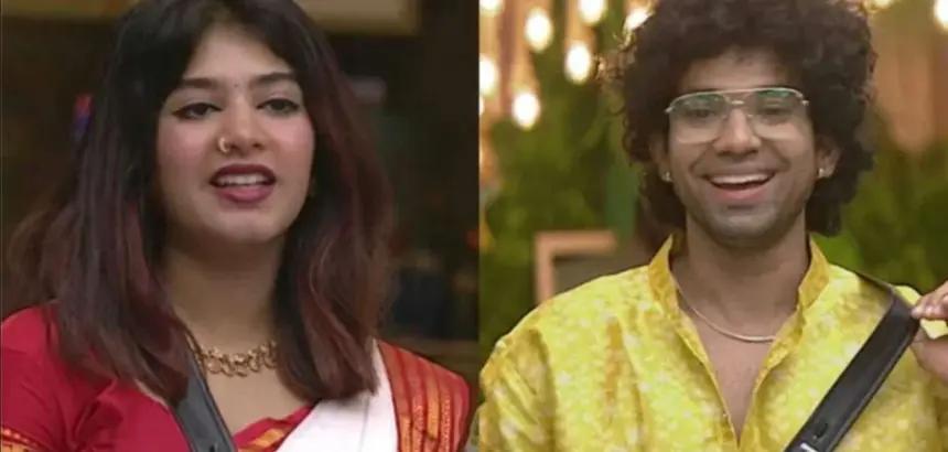 Neha in a white-and-red saree and Tashi in a yellow printed shirt on Bigg Boss Malayalam 8
