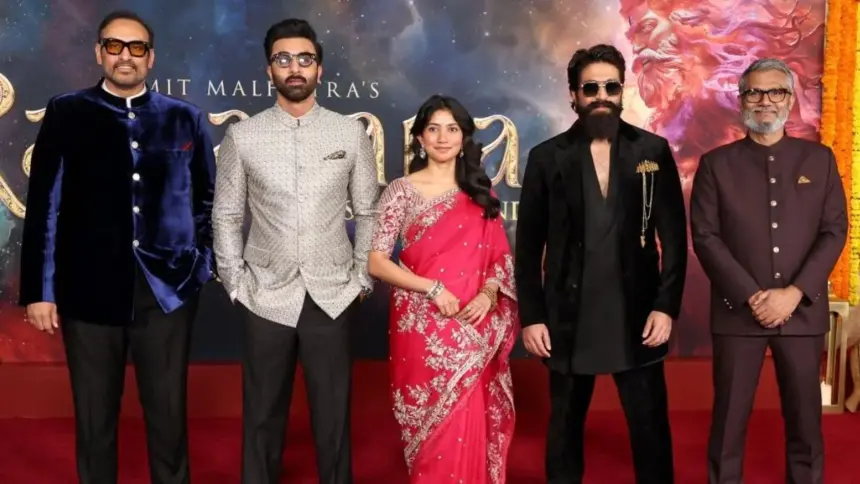 Ranbir Kapoor, Yash and Sai Pallavi at the Ramayana world premiere in Los Angeles